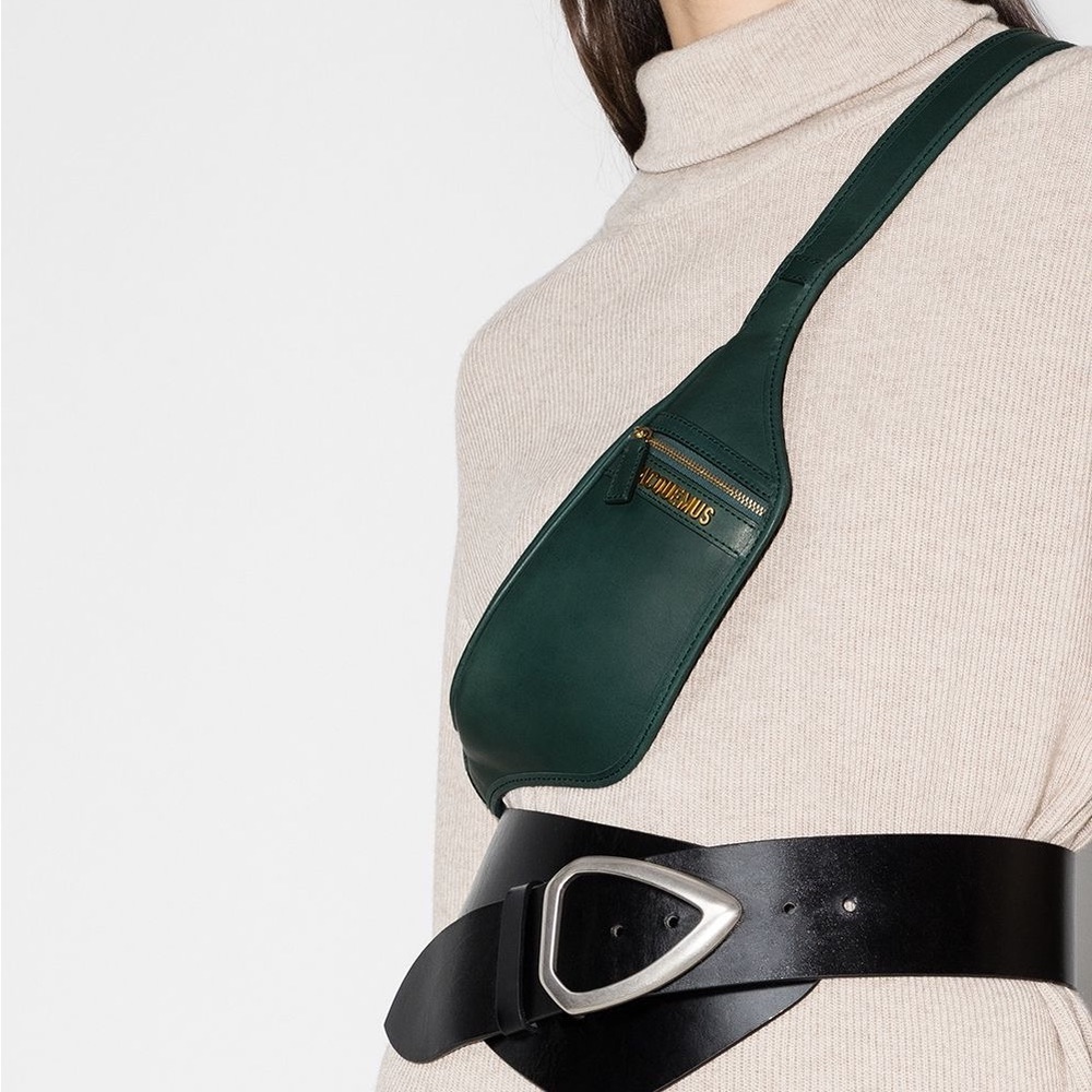 Jacquemus Green Leather La Banane Belt Bag